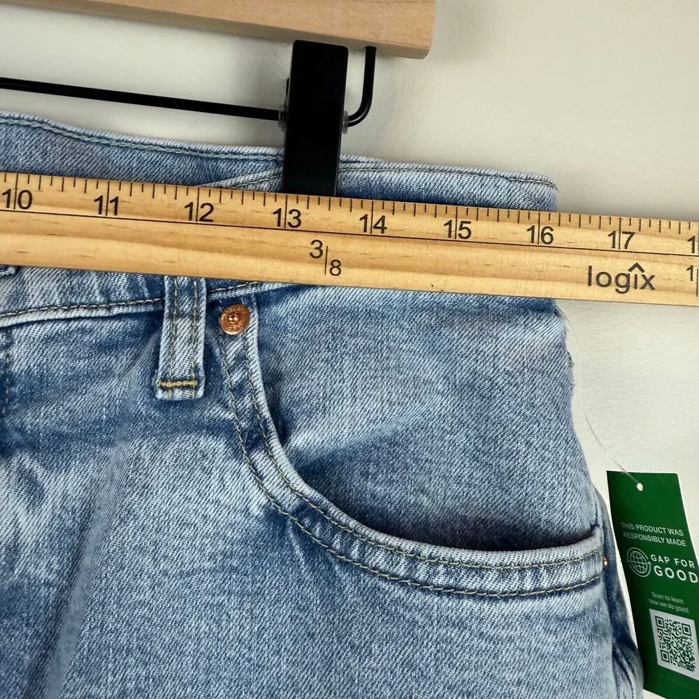 Gap Jeans Women 32 14 Tall Blue Denim Light Wash Kick Fit High-Rise Straight NWT